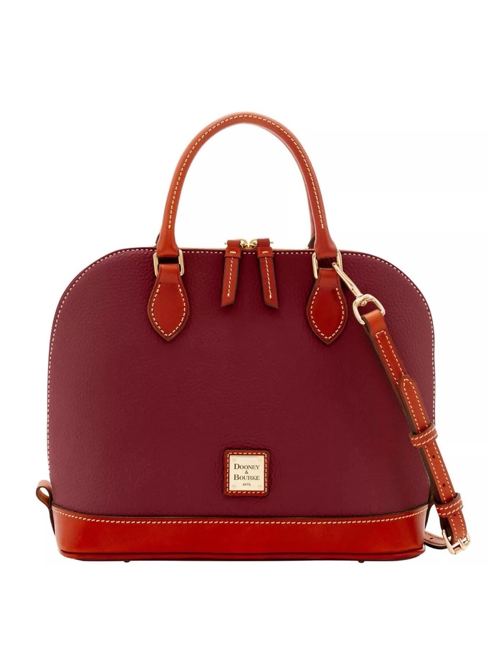 Dooney & Bourke Burgundy Satchel with Chestnut Trim